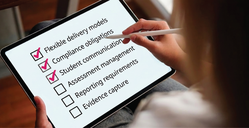 Why LMS Requirements Have Changed for Australian Training Providers Checklist showing key LMS requirements for Australian training providers