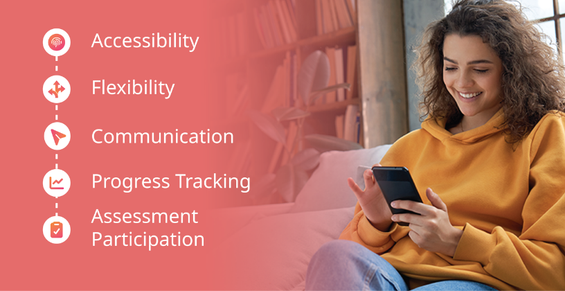 Why Mobile Learning for RTOs Is Becoming Essential Student using a smartphone for mobile learning and course progress tracking
