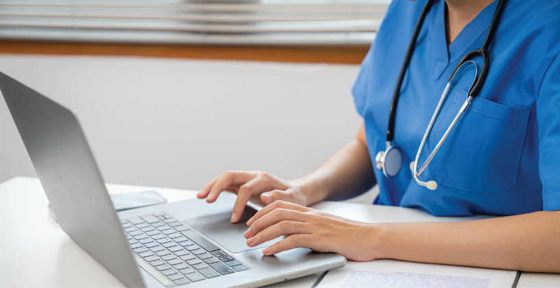 Why Workplace-Based Learning Requires Better Accessibility Healthcare student accessing workplace learning resources on a laptop