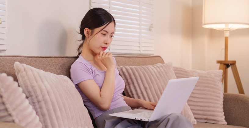 Student accessing online training through RTO software on a laptop