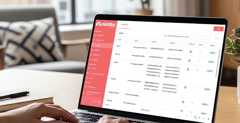 Student management dashboard for RTOs.