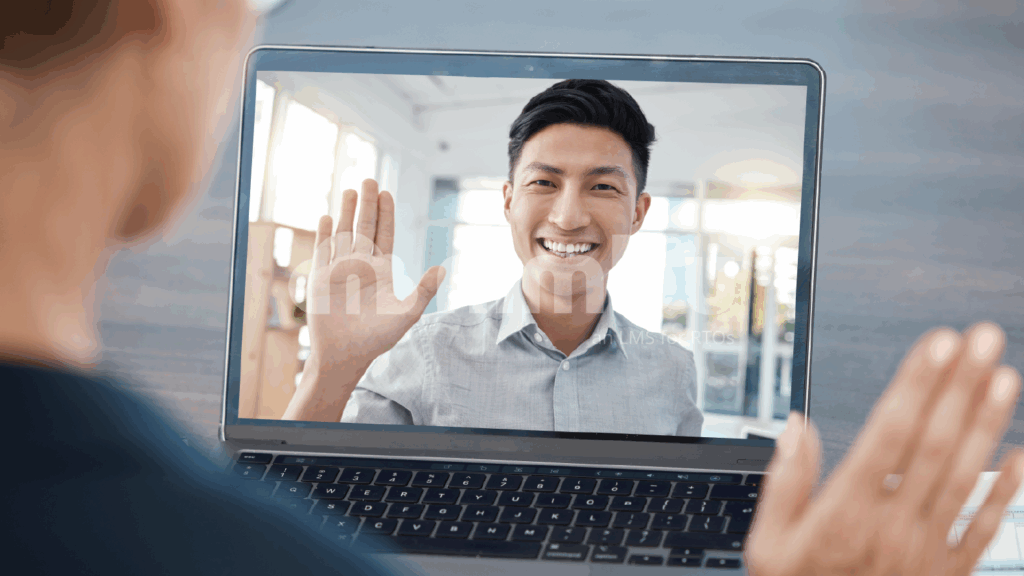 Student participating in a live virtual classroom session through an online learning platform.