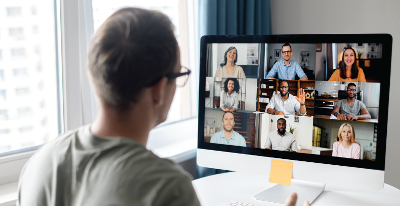 Students participating in a virtual classroom using online training delivery software