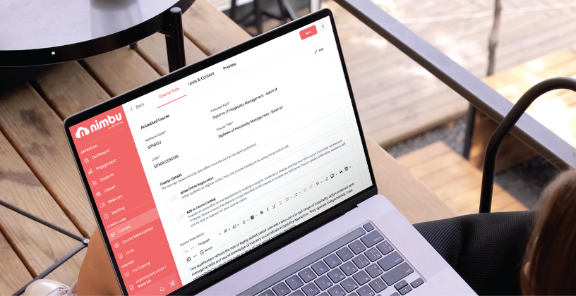 Training management software with course setup and content management tools for RTO administrators