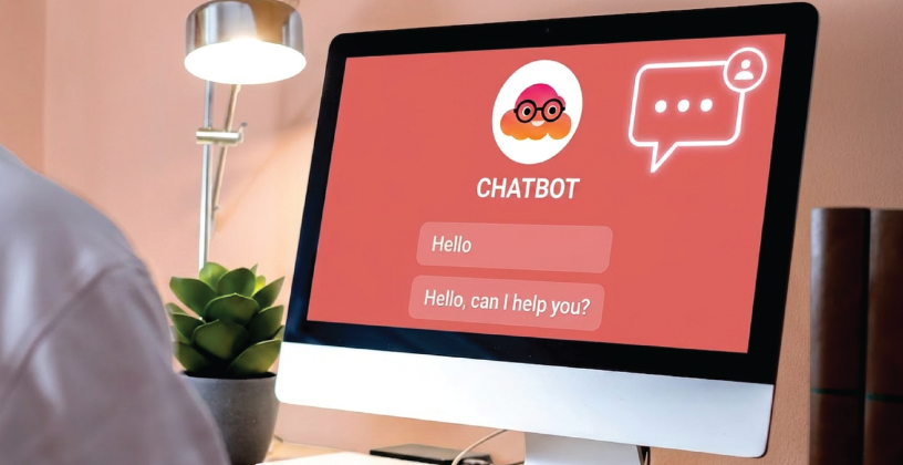 Person using an AI chatbot on a desktop computer for learning support.