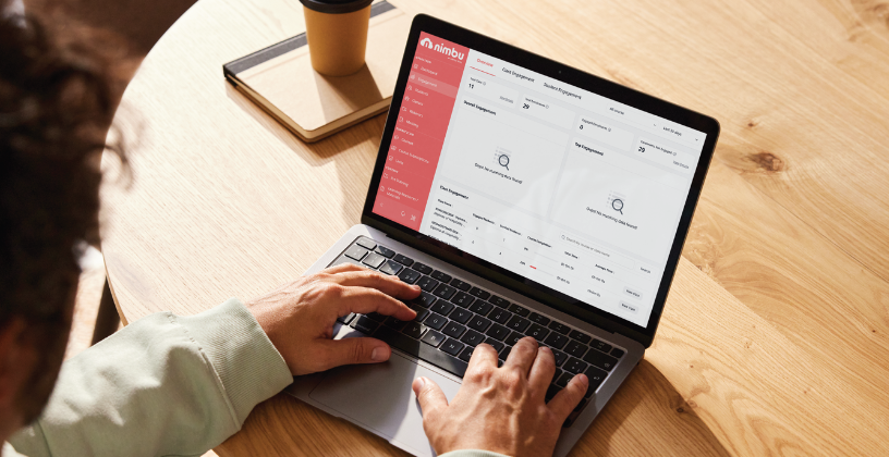 User viewing student engagement analytics and course activity dashboard within an LMS on a laptop.
